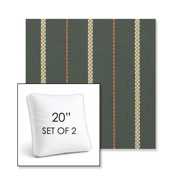 Picture of Linger Fern | Set of 2 | 20" Sunbrella Boxed Square Outdoor Throw Pillows with Premium Inserts