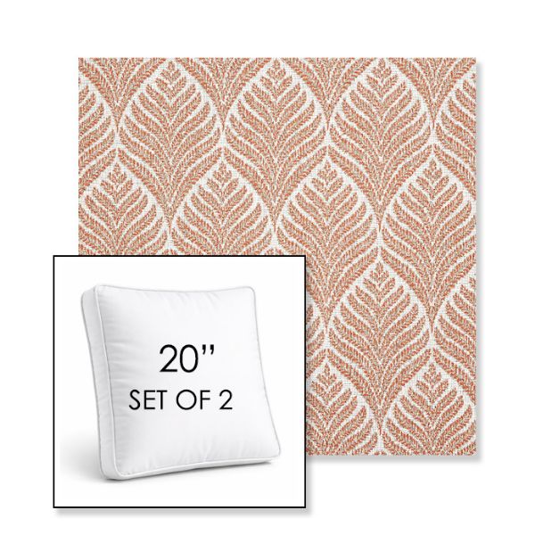 Picture of Linnaeus Clay | Set of 2 | 20" Sunbrella Boxed Square Outdoor Throw Pillows with Premium Inserts