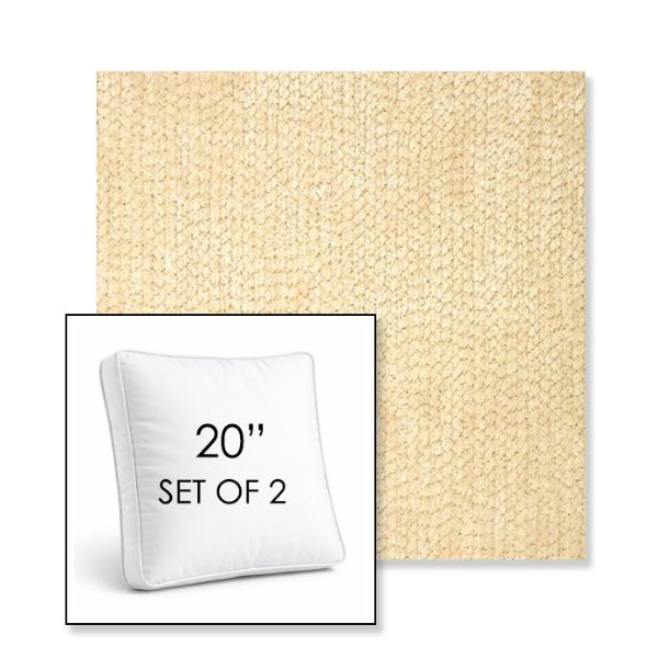 Picture of Margo Parchment | Set of 2 | 20" Sunbrella Boxed Square Outdoor Throw Pillows with Premium Inserts