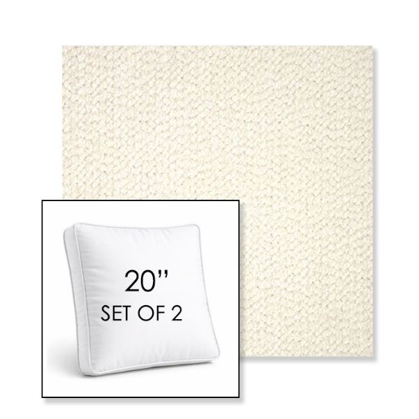 Picture of Margo Snow | Set of 2 | 20" Sunbrella Boxed Square Outdoor Throw Pillows with Premium Inserts