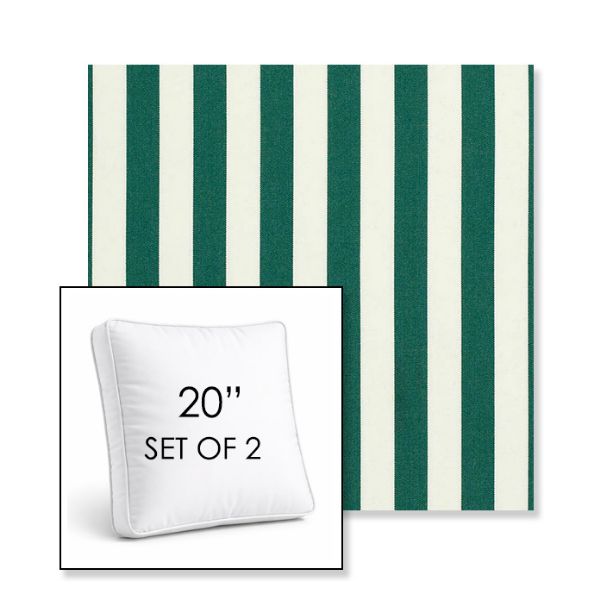 Picture of Mason Forest Green | Set of 2 | 20" Sunbrella Boxed Square Outdoor Throw Pillows with Premium Inserts