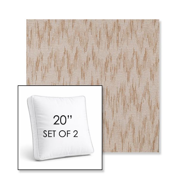 Picture of Mountains Sand | Set of 2 | 20" Sunbrella Boxed Square Outdoor Throw Pillows with Premium Inserts