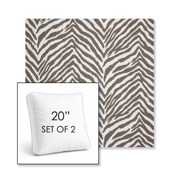 Picture of Namibia Grey | Set of 2 | 20" Sunbrella Boxed Square Outdoor Throw Pillows with Premium Inserts