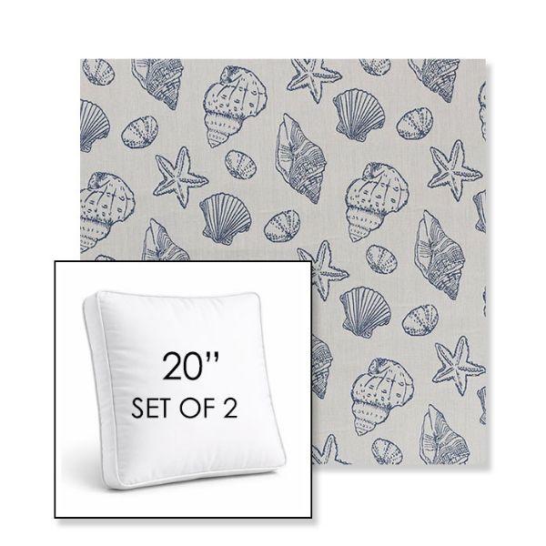 Picture of Nantucket Atlantis | Set of 2 | 20" Sunbrella Boxed Square Outdoor Throw Pillows with Premium Inserts