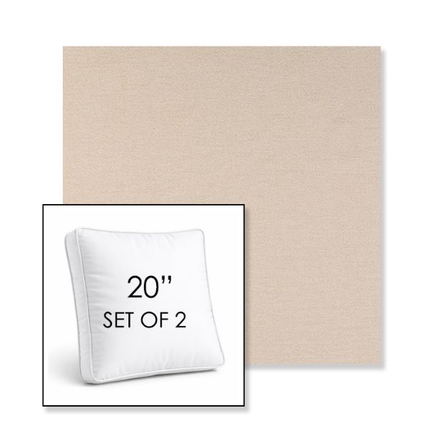 Picture of Nuance Eggshell | Set of 2 | 20" Sunbrella Boxed Square Outdoor Throw Pillows with Premium Inserts