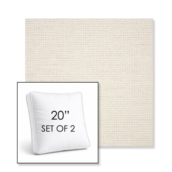 Picture of Nurture White | Set of 2 | 20" Sunbrella Boxed Square Outdoor Throw Pillows with Premium Inserts