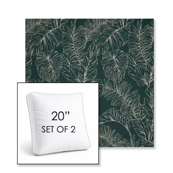 Picture of Palma Canopy | Set of 2 | 20" Sunbrella Boxed Square Outdoor Throw Pillows with Premium Inserts