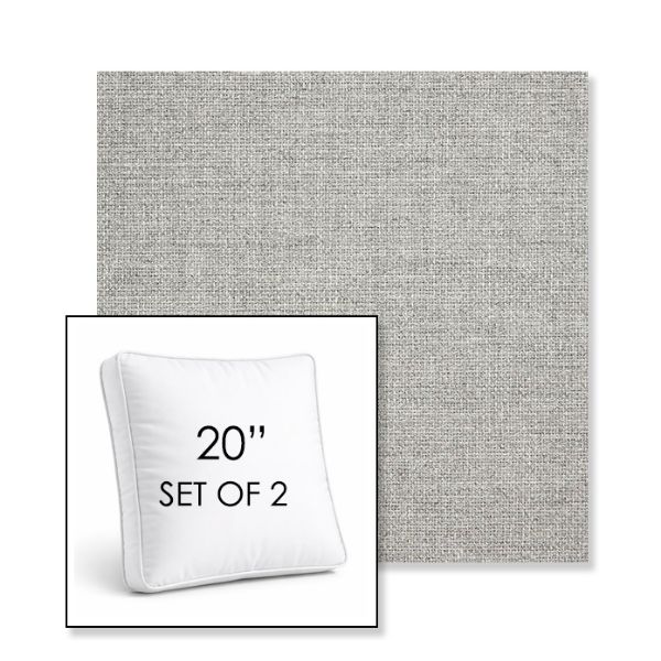 Picture of Piazza Pebble | Set of 2 | 20" Sunbrella Boxed Square Outdoor Throw Pillows with Premium Inserts