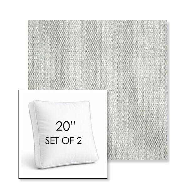 Picture of Pique Cloud | Set of 2 | 20" Sunbrella Boxed Square Outdoor Throw Pillows with Premium Inserts