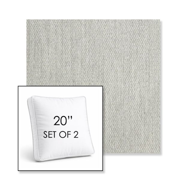 Picture of Pique Gravel | Set of 2 | 20" Sunbrella Boxed Square Outdoor Throw Pillows with Premium Inserts