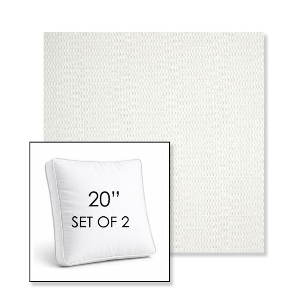 Picture of Pique Salt | Set of 2 | 20" Sunbrella Boxed Square Outdoor Throw Pillows with Premium Inserts