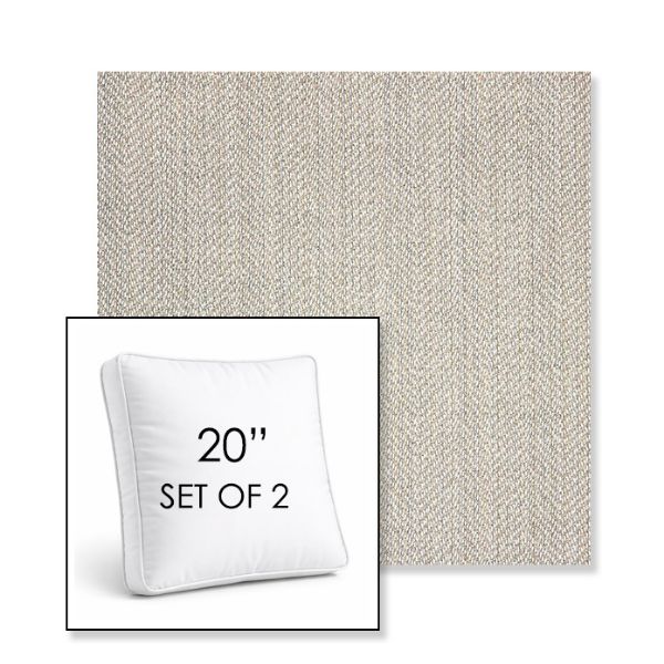 Picture of Posh Pebble | Set of 2 | 20" Sunbrella Boxed Square Outdoor Throw Pillows with Premium Inserts