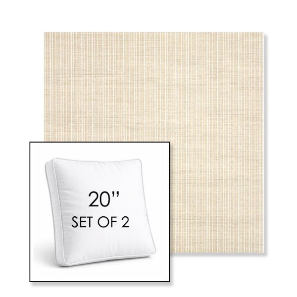 Picture of Proven Flax | Set of 2 | 20" Sunbrella Boxed Square Outdoor Throw Pillows with Premium Inserts