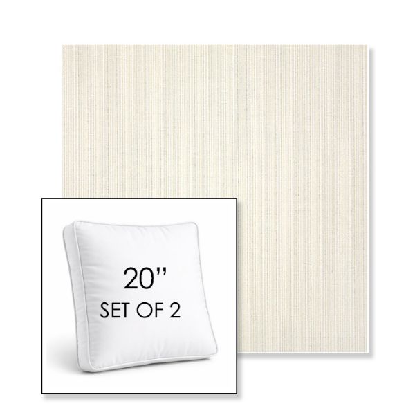 Picture of Proven Ivory | Set of 2 | 20" Sunbrella Boxed Square Outdoor Throw Pillows with Premium Inserts