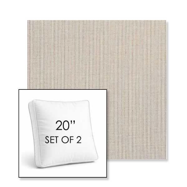 Picture of Replay Taupe | Set of 2 | 20" Sunbrella Boxed Square Outdoor Throw Pillows with Premium Inserts