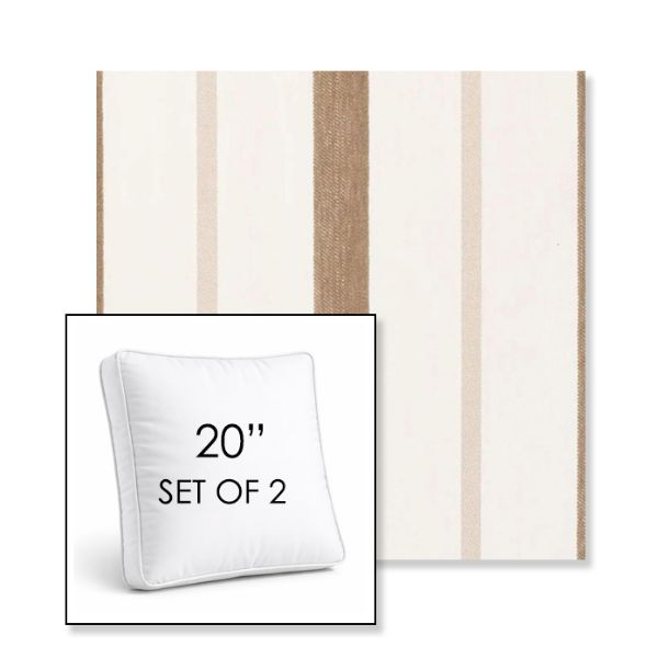 Picture of Revival Sand | Set of 2 | 20" Sunbrella Boxed Square Outdoor Throw Pillows with Premium Inserts