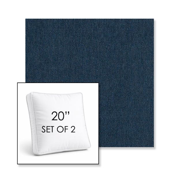 Picture of Ritsy Indigo | Set of 2 | 20" Sunbrella Boxed Square Outdoor Throw Pillows with Premium Inserts
