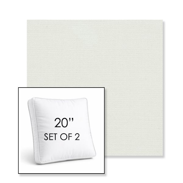 Picture of Sailcloth Salt | Set of 2 | 20" Sunbrella Boxed Square Outdoor Throw Pillows with Premium Inserts