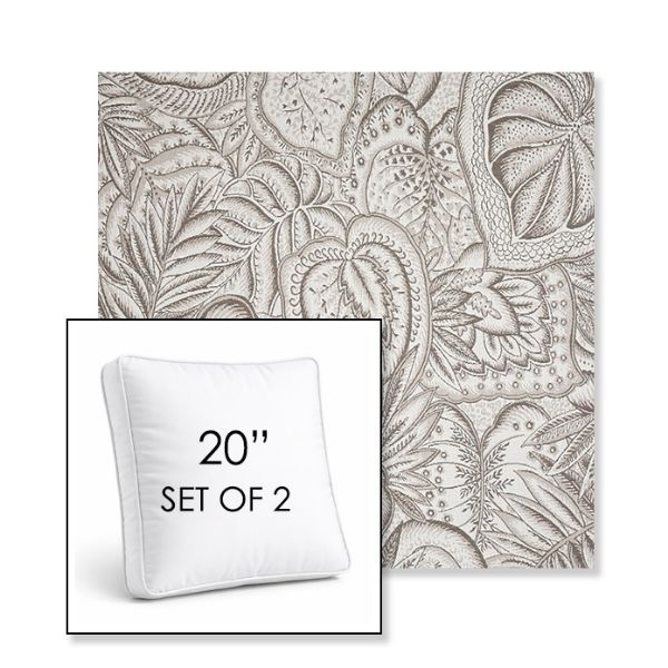 Picture of Sensibility Linen | Set of 2 | 20" Sunbrella Boxed Square Outdoor Throw Pillows with Premium Inserts