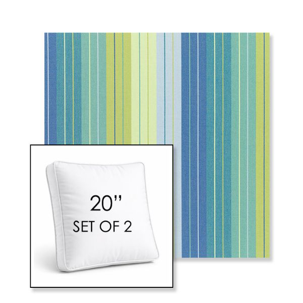 Picture of Seville Seaside | Set of 2 | 20" Sunbrella Boxed Square Outdoor Throw Pillows with Premium Inserts