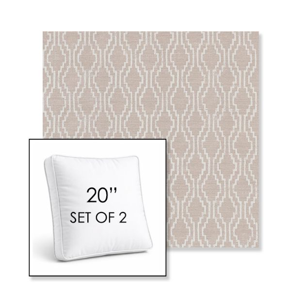 Picture of Solve Linen | Set of 2 | 20" Sunbrella Boxed Square Outdoor Throw Pillows with Premium Inserts