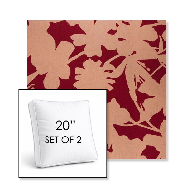 Picture of Sonny Cherry Pop | Set of 2 | 20" Sunbrella Boxed Square Outdoor Throw Pillows with Premium Inserts