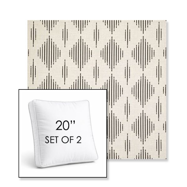 Picture of Spinner Diamond Onyx | Set of 2 | 20" Sunbrella Boxed Square Outdoor Throw Pillows with Premium Inserts