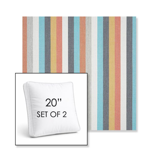 Picture of Surround Sunrise | Set of 2 | 20" Sunbrella Boxed Square Outdoor Throw Pillows with Premium Inserts