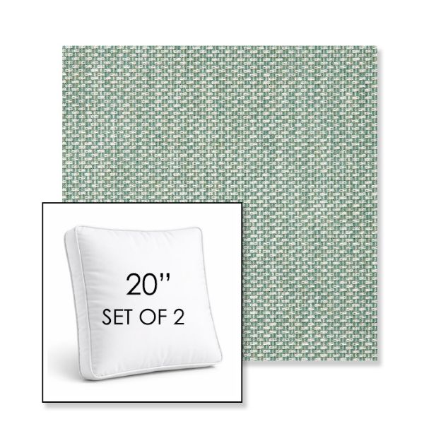 Picture of Tailored Spa | Set of 2 | 20" Sunbrella Boxed Square Outdoor Throw Pillows with Premium Inserts