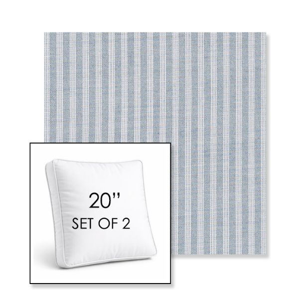 Picture of Tap Chambray | Set of 2 | 20" Sunbrella Boxed Square Outdoor Throw Pillows with Premium Inserts