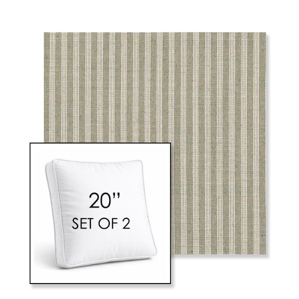 Picture of Tap Moss | Set of 2 | 20" Sunbrella Boxed Square Outdoor Throw Pillows with Premium Inserts