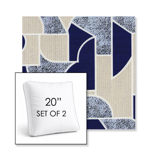 Picture of Territory Lazuli | Set of 2 | 20" Sunbrella Boxed Square Outdoor Throw Pillows with Premium Inserts