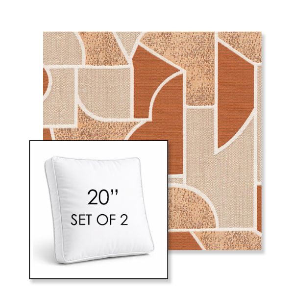 Picture of Territory Turmeric | Set of 2 | 20" Sunbrella Boxed Square Outdoor Throw Pillows with Premium Inserts