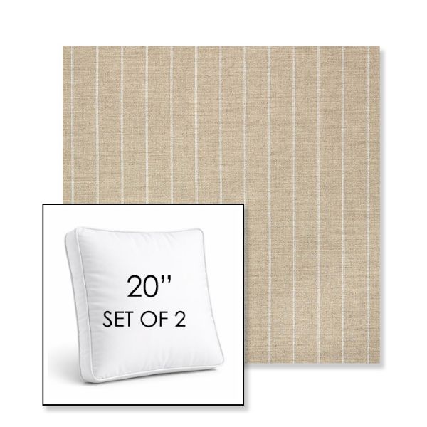 Picture of Ticking Dove | Set of 2 | 20" Sunbrella Boxed Square Outdoor Throw Pillows with Premium Inserts