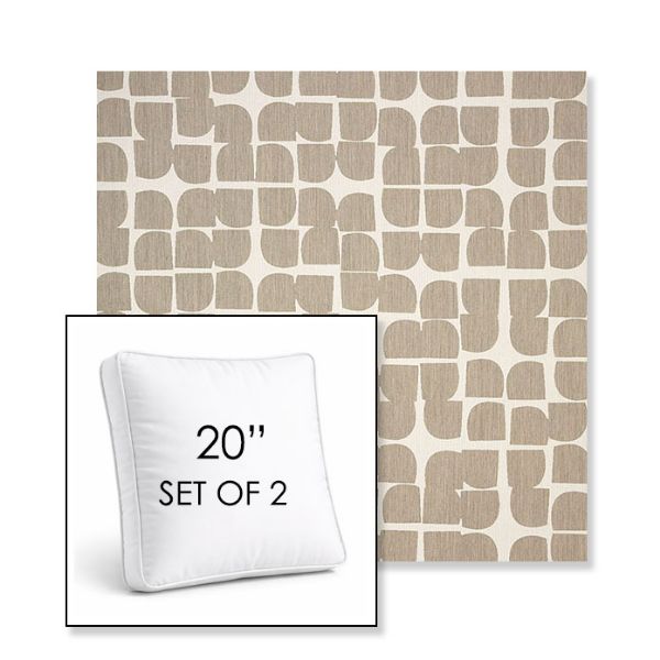 Picture of Toggle Driftwood | Set of 2 | 20" Sunbrella Boxed Square Outdoor Throw Pillows with Premium Inserts