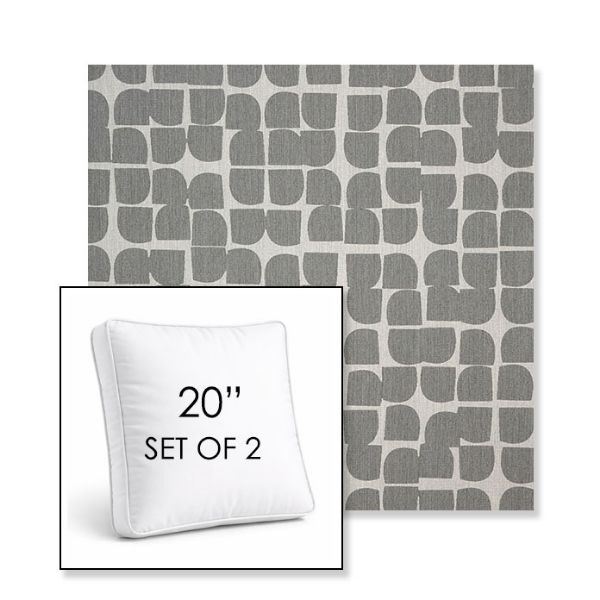 Picture of Toggle Greystone | Set of 2 | 20" Sunbrella Boxed Square Outdoor Throw Pillows with Premium Inserts