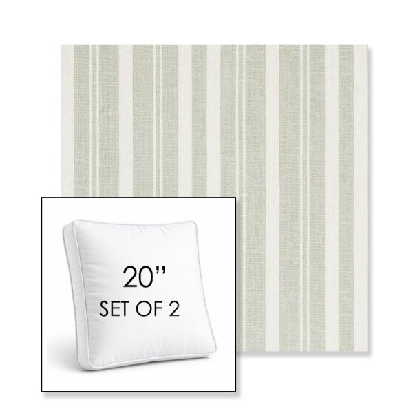Picture of Tranquil Sage | Set of 2 | 20" Sunbrella Boxed Square Outdoor Throw Pillows with Premium Inserts