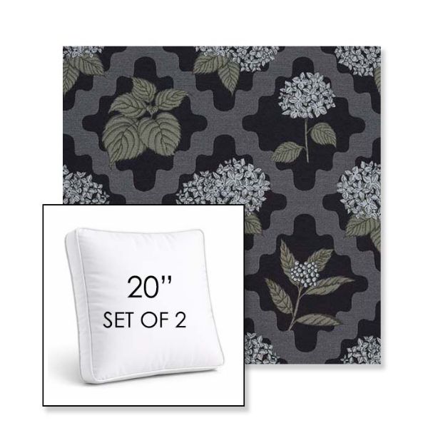 Picture of Trellis Morning Glory | Set of 2 | 20" Sunbrella Boxed Square Outdoor Throw Pillows with Premium Inserts