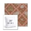 Picture of Trellis Primrose | Set of 2 | 20" Sunbrella Boxed Square Outdoor Throw Pillows with Premium Inserts