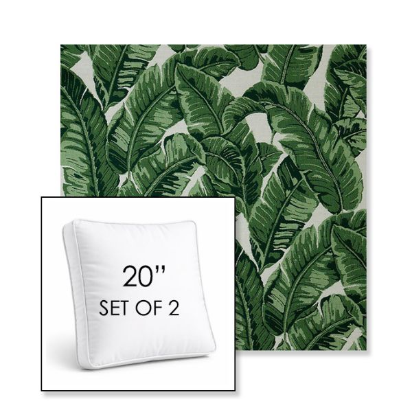 Picture of Tropics Jungle | Set of 2 | 20" Sunbrella Boxed Square Outdoor Throw Pillows with Premium Inserts