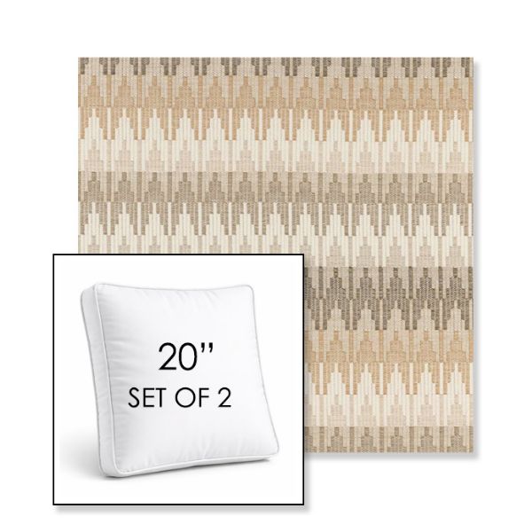 Picture of Valley Dune | Set of 2 | 20" Sunbrella Boxed Square Outdoor Throw Pillows with Premium Inserts