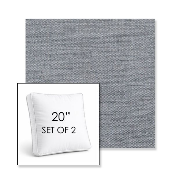 Picture of Willa Haze | Set of 2 | 20" Sunbrella Boxed Square Outdoor Throw Pillows with Premium Inserts