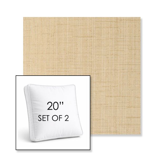 Picture of Willa Hemp | Set of 2 | 20" Sunbrella Boxed Square Outdoor Throw Pillows with Premium Inserts