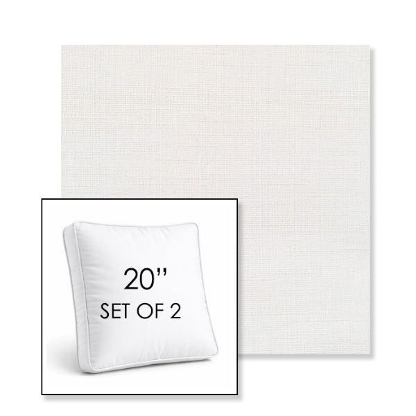 Picture of Willa Snow | Set of 2 | 20" Sunbrella Boxed Square Outdoor Throw Pillows with Premium Inserts