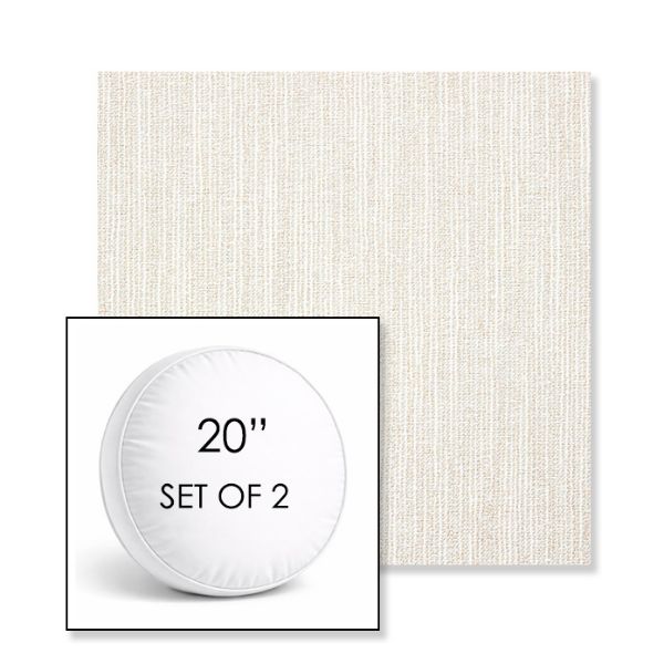 Picture of Adena Canvas | Set of 2 | 20" Sunbrella Boxed Round Outdoor Throw Pillows with Premium Inserts
