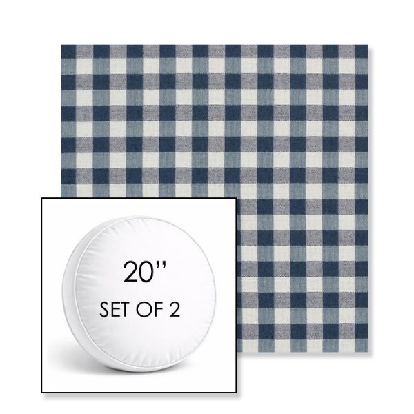 Picture of Above Denim | Set of 2 | 20" Sunbrella Boxed Round Outdoor Throw Pillows with Premium Inserts