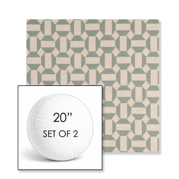 Picture of Assemble Mist | Set of 2 | 20" Sunbrella Boxed Round Outdoor Throw Pillows with Premium Inserts
