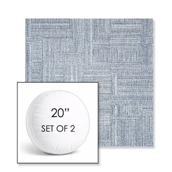 Picture of Boro Indigo | Set of 2 | 20" Sunbrella Boxed Round Outdoor Throw Pillows with Premium Inserts