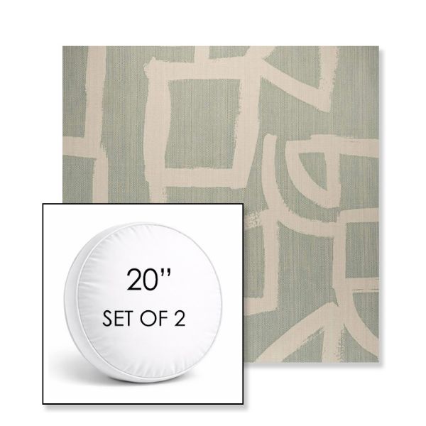 Picture of Brushstroke Duckegg | Set of 2 | 20" Sunbrella Boxed Round Outdoor Throw Pillows with Premium Inserts