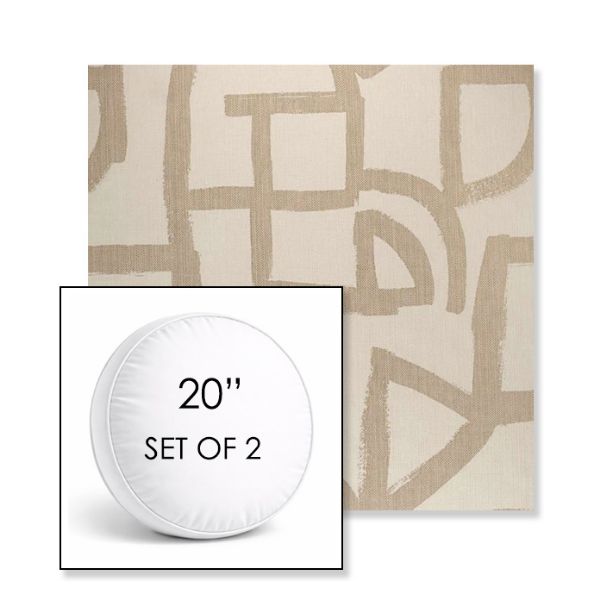 Picture of Brushstroke Stucco | Set of 2 | 20" Sunbrella Boxed Round Outdoor Throw Pillows with Premium Inserts